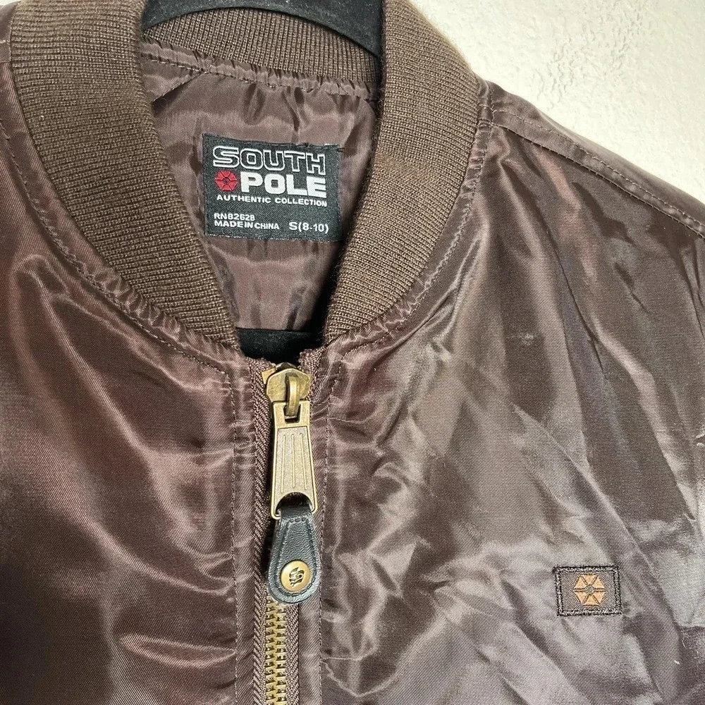 New Southpole Boys Brown Bomber Jacket Lined size S 8-10